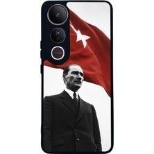 Scaleta Case Vivo V50 Lite Uyumlu Atatürk Tasarımlı Glossy Mat Siyah Silikon Telefon Kılıfı