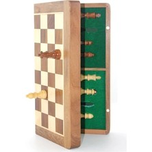 Renklime Mıknatıs Taşlı Ahşap Katlanabilir Kutulu Satranç Oyunu 35 cm