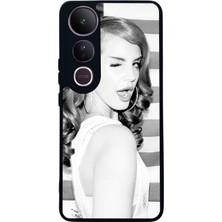 Scaleta Case Vivo V50 Lite Uyumlu Lana Del Rey Tasarımlı Glossy Mat Siyah Silikon Telefon Kılıfı