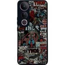 Scaleta Case Vivo V50 Lite Uyumlu Thor Tasarımlı Glossy Mat Siyah Silikon Telefon Kılıfı