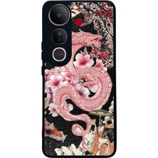 Scaleta Case Vivo V50 Lite Uyumlu Ejderha Tasarımlı Glossy Mat Siyah Silikon Telefon Kılıfı