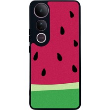 Scaleta Case Vivo V50 Lite Uyumlu Karpuz Tasarımlı Glossy Mat Siyah Silikon Telefon Kılıfı