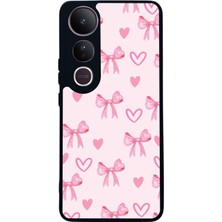 Scaleta Case Vivo V50 Lite Uyumlu Kurdele Tasarımlı Glossy Mat Siyah Silikon Telefon Kılıfı