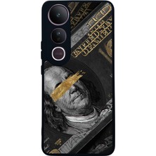 Scaleta Case Vivo V50 Lite Uyumlu Money Tasarımlı Glossy Mat Siyah Silikon Telefon Kılıfı
