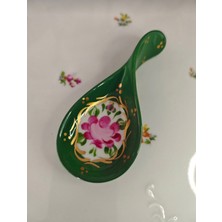 Manushum El Boyama Porselen Kaşık Lokumluk-Yeşil 1 Adet