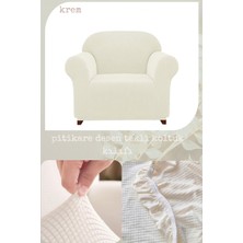 UY STYLE Likrali Tekli Koltuk Kılıfı ,esnekli Lastikli Koltuk Örtüsü Pitikare Desen Tek Kişilik