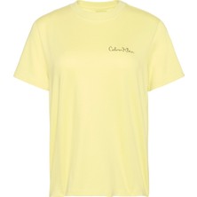 Calvin Klein Jeans Yuvarlak Yaka Baskılı Sarı Kadın T-Shirt Ss Classıc Graphıc Tee
