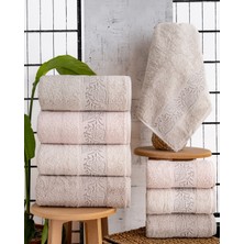 Hazangülü Collection Buldan Üretimi Çeyizlik Lüks Jakarlı Flora 4'lü El/yüz Havlusu I 50X90