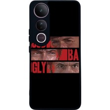 Scaleta Case Vivo V50 Lite Uyumlu Film Tasarımlı Glossy Mat Siyah Silikon Telefon Kılıf