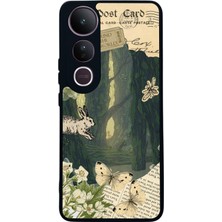 Scaleta Case Vivo V50 Lite Uyumlu Kelebek Tasarımlı Glossy Mat Siyah Silikon Telefon Kılıfı