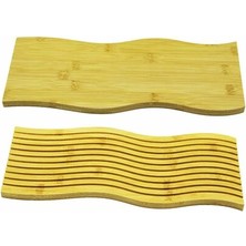 Renklime Dalgalı Çift Taraf Tasarımlı Ahşap Sunum Tepsisi