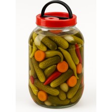 Massteelger 5 Litre 5000 cc Kulplu ve Kapaklı Cam Kavanoz 2 Adet / Tek Ebat