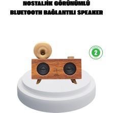 Renklime Çift Hoparlörlü Bluetooth Gramofon Speaker – Fm Radyo, Usb, Sd Kart ve Aux Girişli