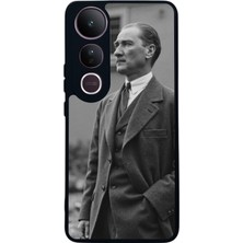 Scaleta Case Vivo V50 Lite Uyumlu Atatürk Tasarımlı Glossy Mat Siyah Silikon Telefon Kılıfı