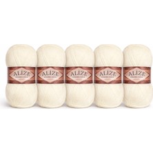 Alize Angora Gold Simli 100G 550M Krem Örgü Ipi – Işıltılı Yün Karışımlı Ince Şal ve Kazak Ipi