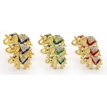 Renklime Swarovski Taşlı 3'lü Fil Figürü Model 1