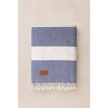 Barine Yünlü Dokulu Koltuk Şalı Battaniye Lacivert