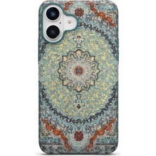 Zawa iPhone 16 Uyumlu El Yapımı Kilim Desenli Dokuma Kumaş Telefon Kılıfı - Halı Motifli Kapak