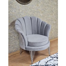 Sevinç Mobilya Tekli Istiridye Krom Kaplama Telli Ayak Çay Seti Koltuk Tekli Berjer , Balkon, Salon, Ofis