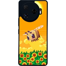 Scaleta Case Camon 30 Pro Uyumlu Minecraft Tasarımlı Glossy Mat Siyah Silikon Telefon Kılıfı