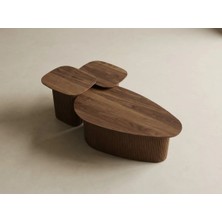 Arda Class Mobilya Fatih 2+1 Orta Sehpa Takımı - Ceviz Kaplama Mdf Üst Tabla & Lake Boyalı