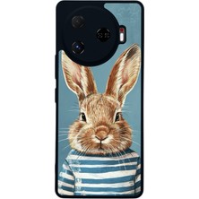 Scaleta Case Camon 30 Pro Uyumlu Tavşan Tasarımlı Glossy Mat Siyah Silikon Telefon Kılıfı