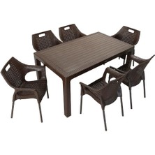 Norino Mandella Elit Rattan 90X150 Star Koltuk Masa Takımı Kahverengi