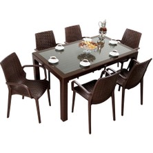 Norino Mandella Elit Rattan 90X150 Nirvana Koltuk Camlı Masa Takımı