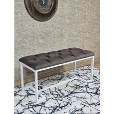 Sevinç Mobilya Beyaz Boyalı - L - Ayaklı 100 cm x 38 cm Oturak - Bench - Makyaj Taburesi - Makyaj Oturak