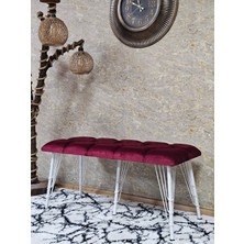 Sevinç Mobilya Metal Beyaz Tel Ayaklı 100 cm Puf Bench - Puf - Bench - Oturak - Mutfak Oturağı - Antre Oturağı