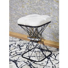 Sevinç Mobilya Kare Siyah Boyalı Krem Puf & Bench Puf Oturak - Bench - Ayak Ucu Oturak - Tabure - Makyaj Oturak