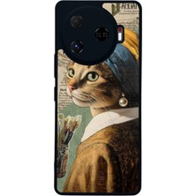 Scaleta Case Camon 30 Pro Uyumlu Kedi Tasarımlı Glossy Mat Siyah Silikon Telefon Kılıfı