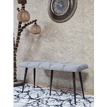 Sevinç Mobilya Siyah Boyalı Siyah Oturaklı Metal Sivriltme Ayaklı Babyface Puf & Bench & Oturak