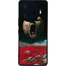 Scaleta Case Camon 30 Pro Uyumlu Ay (Moon) Tasarımlı Glossy Mat Siyah Silikon Telefon Kılıfı