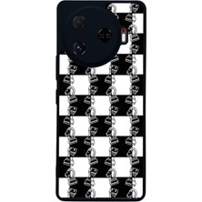 Scaleta Case Camon 30 Pro Uyumlu Satranç Tasarımlı Glossy Mat Siyah Silikon Telefon Kılıfı
