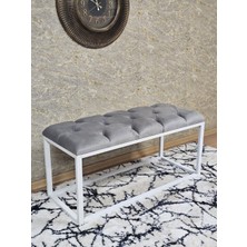 Sevinç Mobilya Beyaz Boyalı Diktörtgen 100 cm x 40 cm Oturak Puf - Bench - Makyaj Oturağı - Oturak