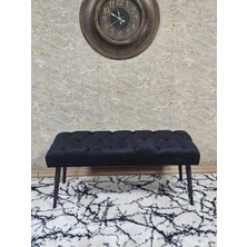 Sevinç Mobilya Siyah Boyalı Sivriltme Ayaklı 90 cm Puf Bench - Puf - Bench - Kasalı Oturak - Oturak - Yatak Ucu Puf