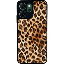 Scaleta Case Reno 14F Uyumlu Leopar Tasarımlı Glossy Mat Siyah Silikon Telefon Kılıfı