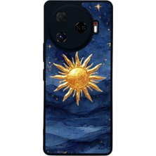 Scaleta Case Camon 30 Pro Uyumlu Güneş Tasarımlı Glossy Mat Siyah Silikon Telefon Kılıfı