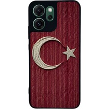 Scaleta Case Reno 14F Uyumlu Türk Bayrağı Tasarımlı Glossy Mat Siyah Silikon Telefon Kılıfı