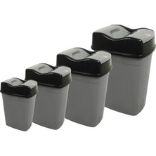 Norino Sağlam Plastik 4'lü Girdap Çöp Kovası Set  (10-15-25-60 Lt)(2-3-4-5 Nolu)