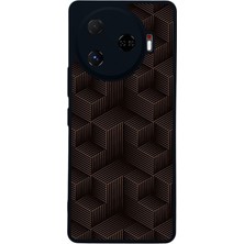 Scaleta Case Camon 30 Pro Uyumlu Geometrik Tasarımlı Glossy Mat Siyah Silikon Telefon Kılıfı