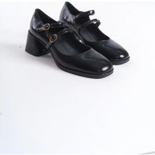 Manzo Soleado Hakiki Deri Bantlı Tokalı Yuvarlak Burun Topuklu Ayakkabı