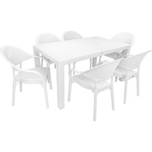 Norino Mandella Elit Rattan 90X150 Eylül Koltuk Masa Takımı Beyaz