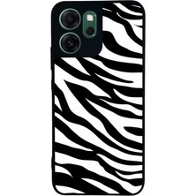 Scaleta Case Reno 14F Uyumlu Zebra Desenli Glossy Mat Siyah Silikon Telefon Kılıfı