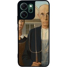 Scaleta Case Reno 14F Uyumlu Tablo Tasarımlı Glossy Mat Siyah Silikon Telefon Kılıfı