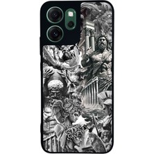 Scaleta Case Reno 14F Uyumlu Mitoloji Tasarımlı Glossy Mat Siyah Silikon Telefon Kılıfı