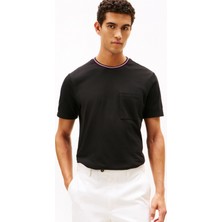 Tommy Hilfiger Siyah Erkek T-Shirt MW0MW41472BDS_RWB Pocket Pıque Tee