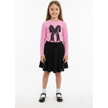 New Kids Taşlı Fiyonk Detaylı Kız Çocuk Etek Bluz Takımı Tam Kalıp