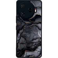 Scaleta Case Camon 30 Pro Uyumlu Mermer Tasarımlı Glossy Mat Siyah Silikon Telefon Kılıfı